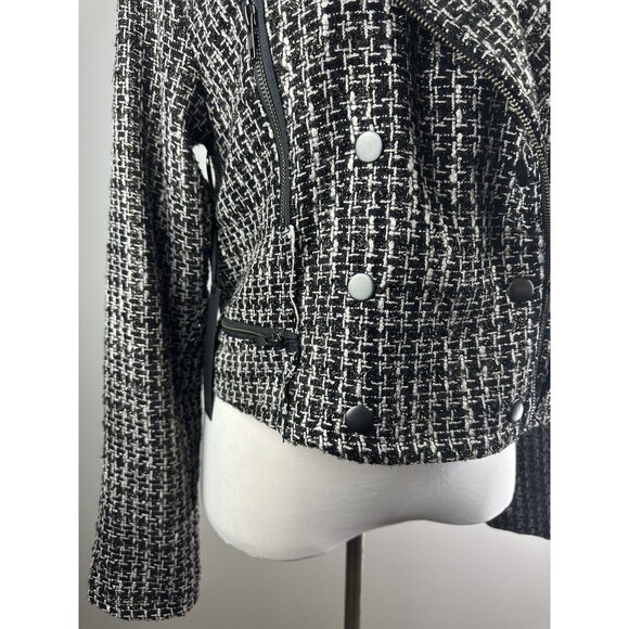 House of Harlow 1960 x Revolve Tweed Moto Zip Crop Jacket Shimmer Women's XL - Picture 6 of 16